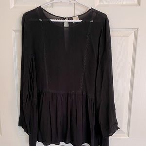 Des Petit Hauts Black Peplum Style Blouse
